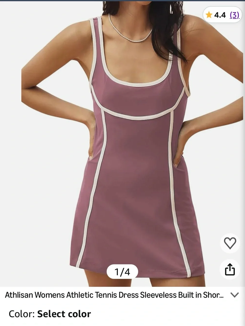 Mauve Tennis Dress Size L with Shorts NWT